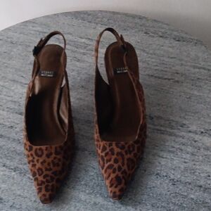 Stuart Weitzman Brown Leopard Print Kitten Heels